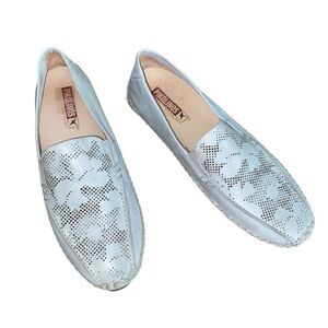 Pikolinos Women's Jerez Leather Perforated Loafers Moccasins Aqua Blue Sz  6.5-7